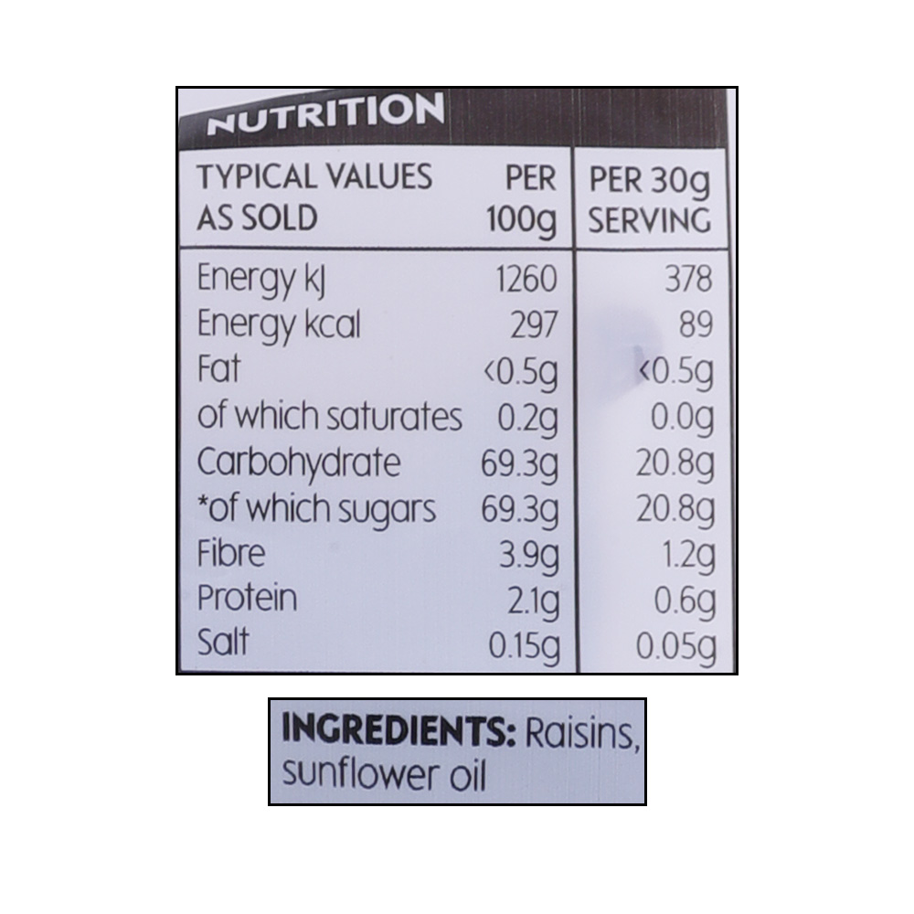 Waitrose Essential Raisins Dried Fruit 500g right side image