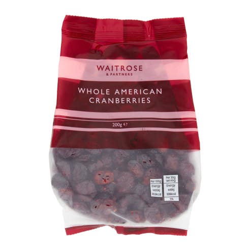 Waitrose Whole American Cranberries Dried Fruit 200g 