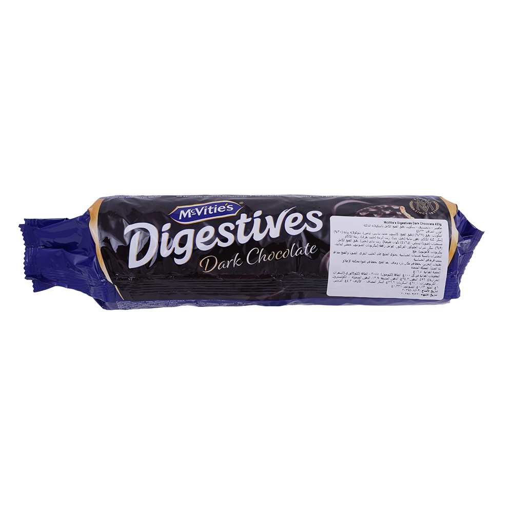 McVities Digestives Dark Chocolate Biscuits 433g back image