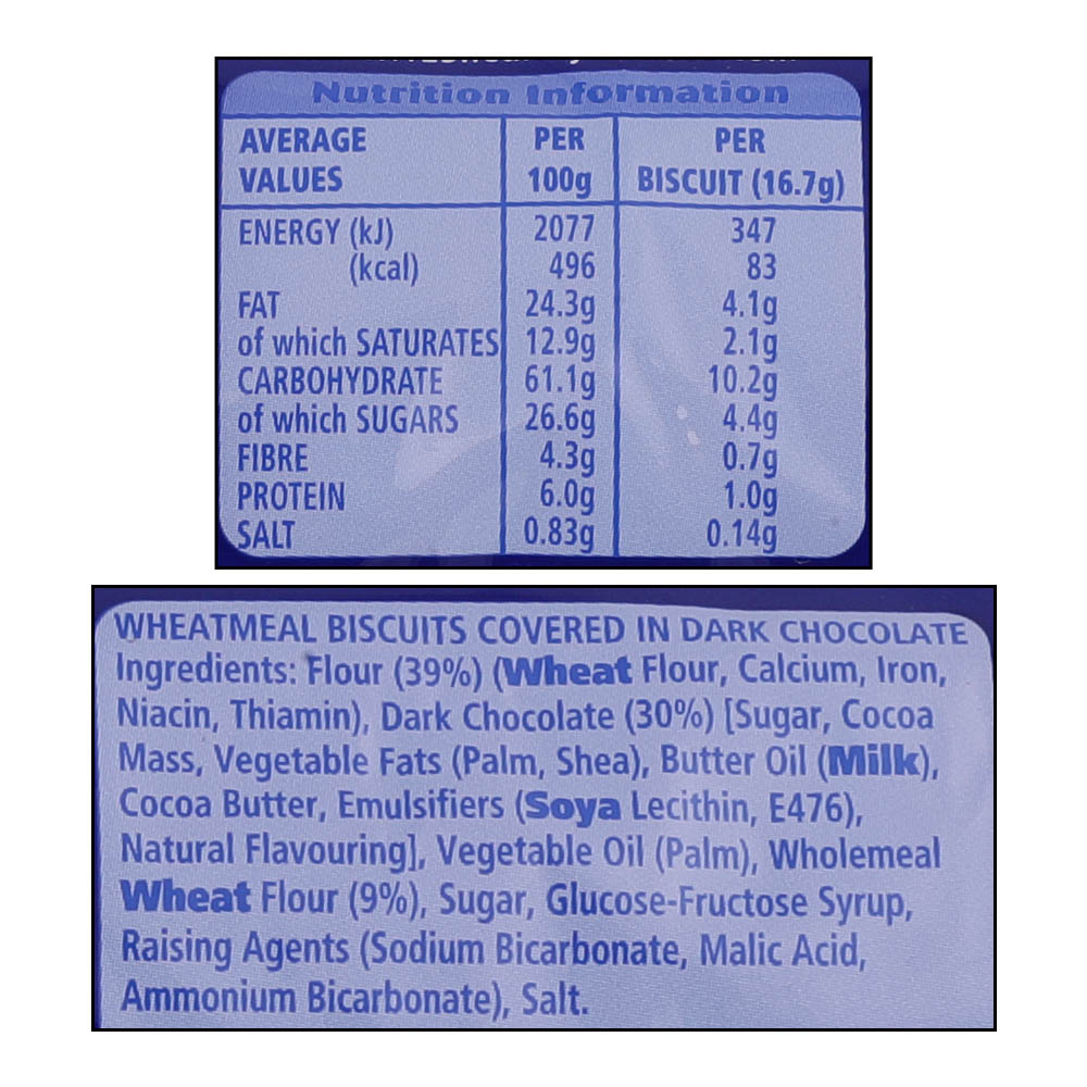 McVities Digestives Dark Chocolate Biscuits 433g right side image