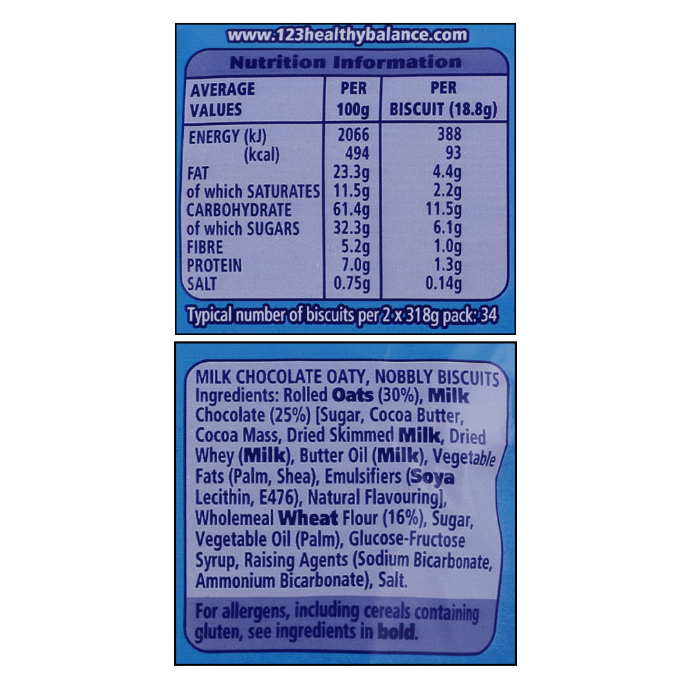 McVities Hobnobs Milk Chocolate Biscuits 2x318g right side image