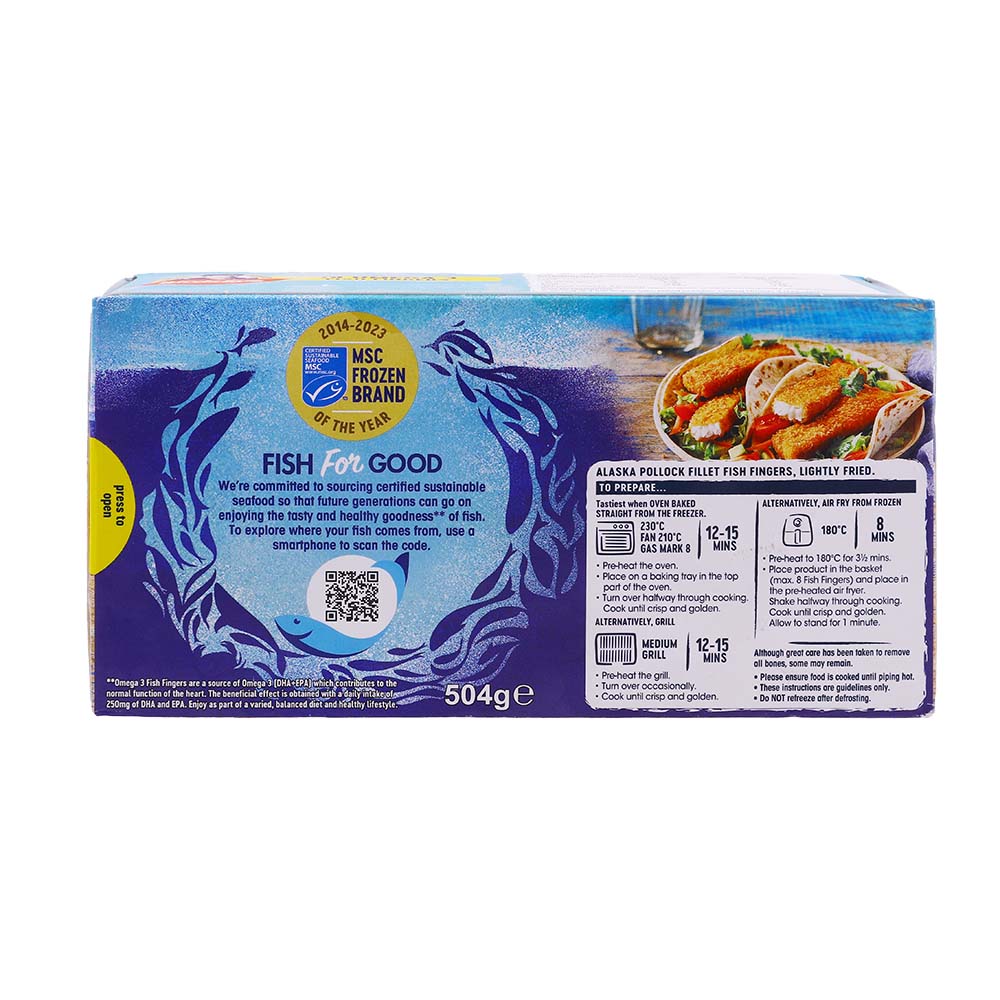Birds Eye Omega 3 Fish Fingers 18 Pieces 504g back image