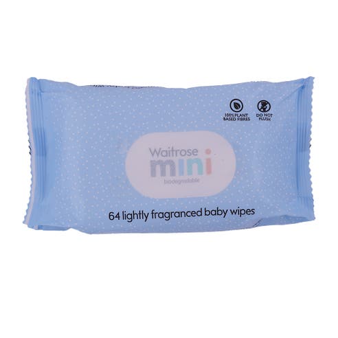 Waitrose Mini Lightly Fragranced Baby Wipes 64 Sheets 