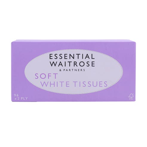 Waitrose Soft White Tissues 96 Sheets 2-Ply 