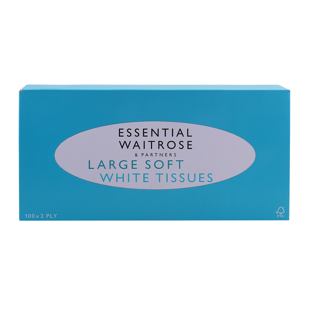 Waitrose Large Soft White Tissues 100 Sheets 2-Ply