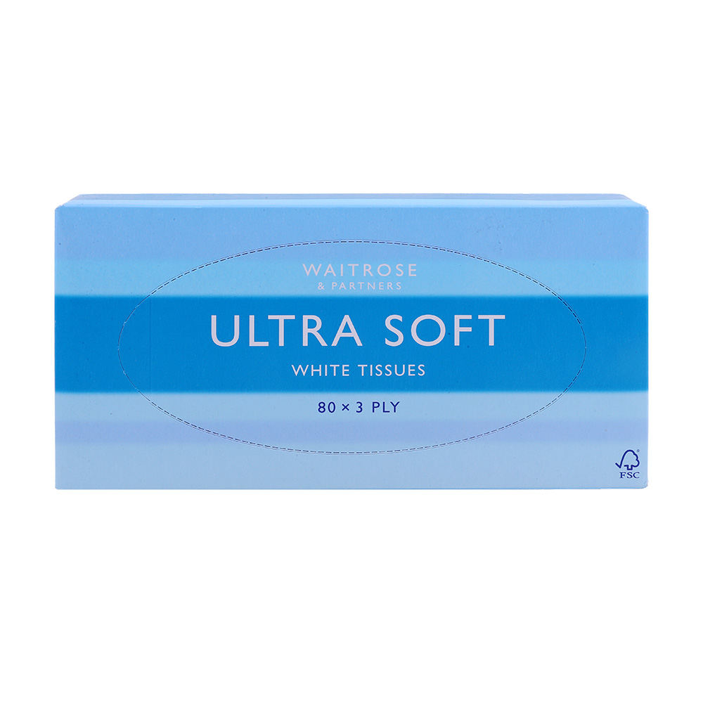Waitrose Ultra Soft White Tissues 80 Sheets 3-Ply