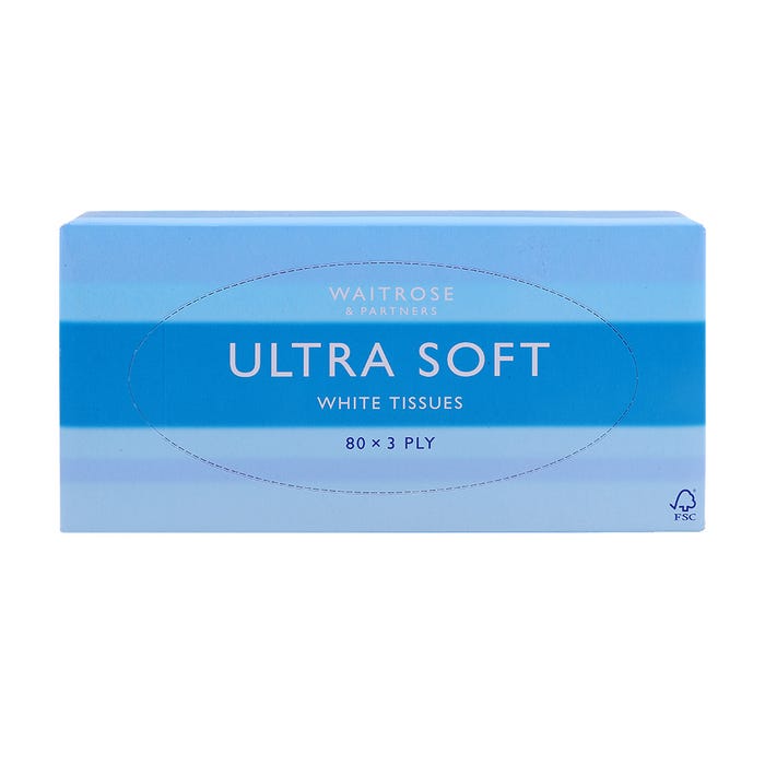 Waitrose Ultra Soft White Tissues 80 Sheets 3-Ply