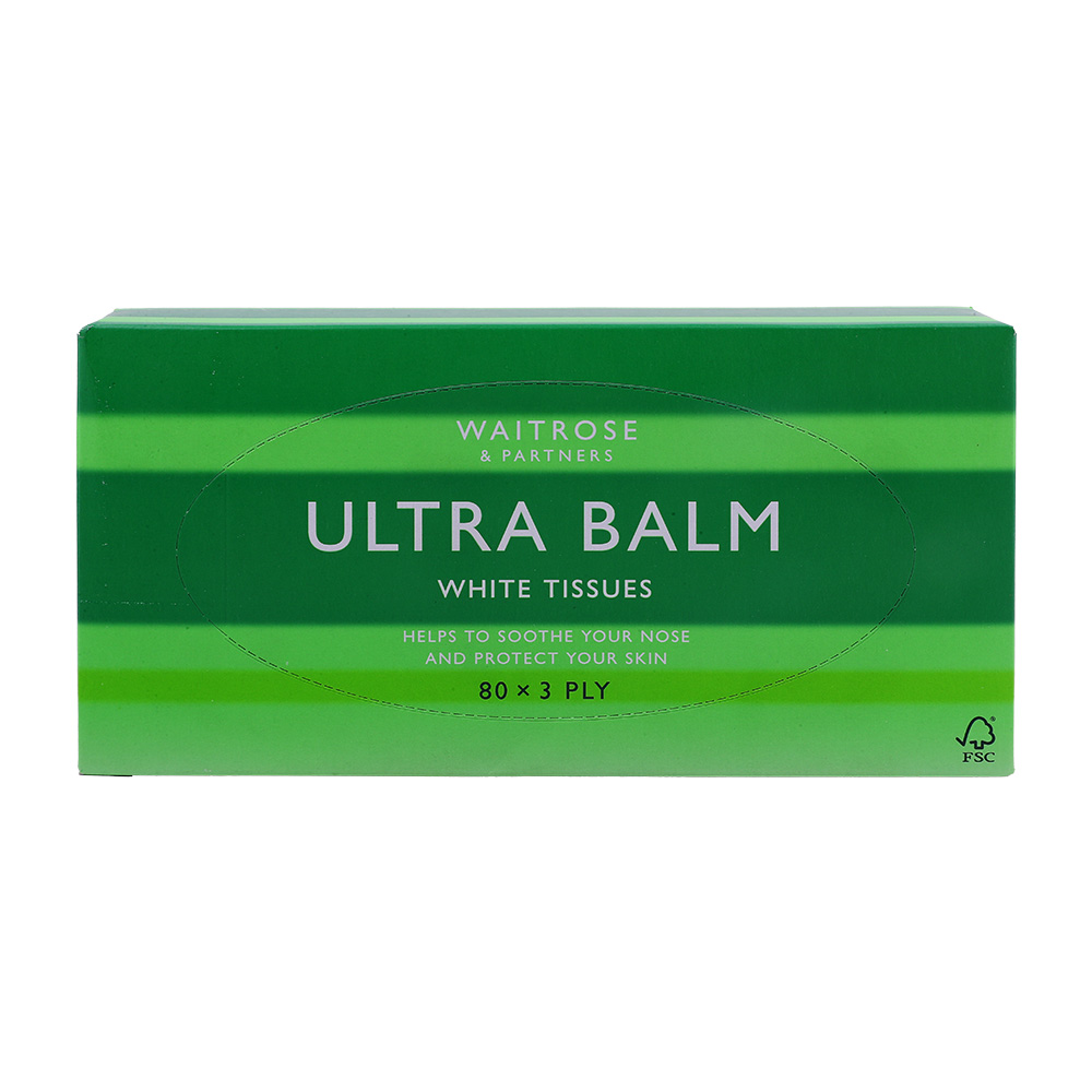 Waitrose Ultra Balm White Tissues 80 Sheets 3-Ply