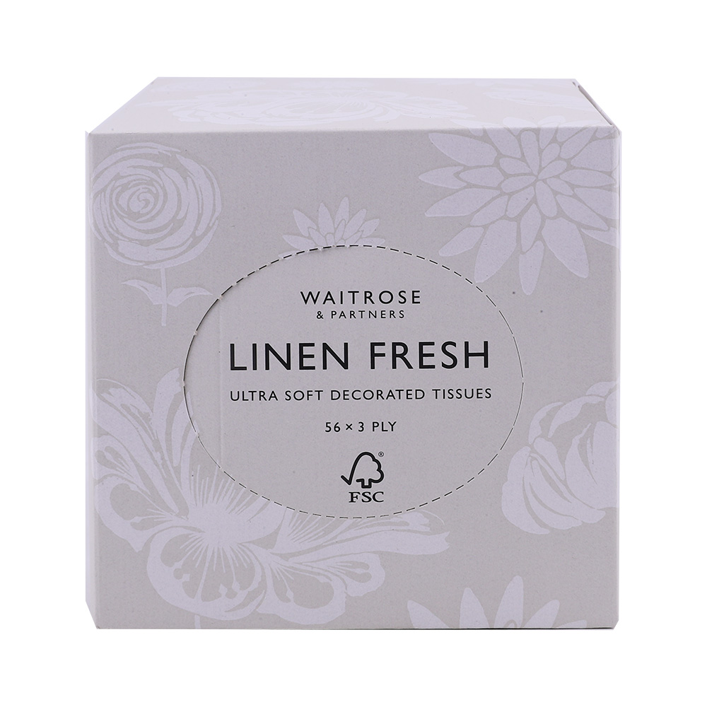 Waitrose Linen Fresh Ultra Soft Decorated Tissues 56 Sheets 3-Ply