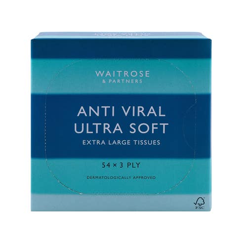 Waitrose Anti-Viral Ultra Soft Extra Large Tissues 54 Sheets 3-Ply 
