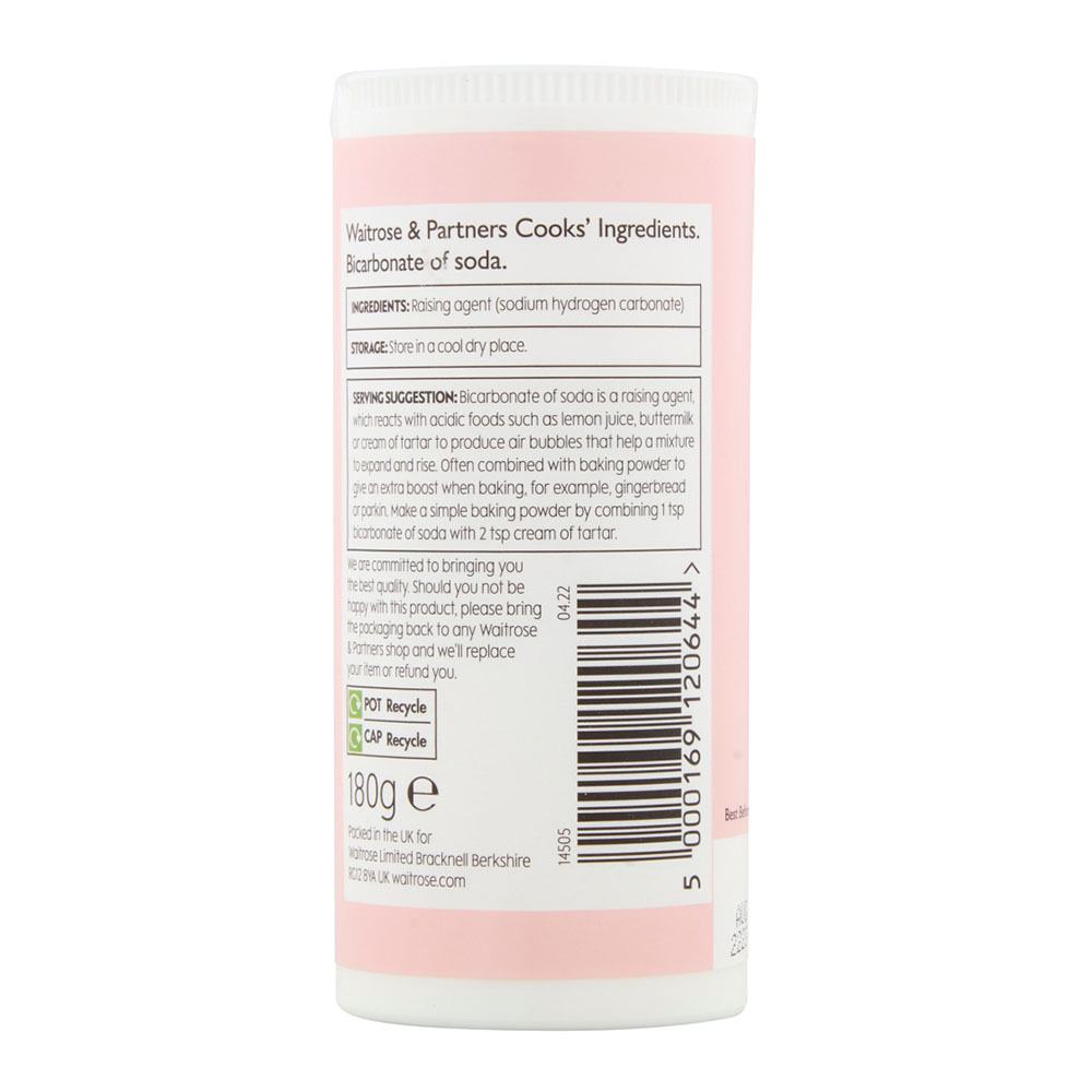 Waitrose Bicarbonate of Soda 180g right side image