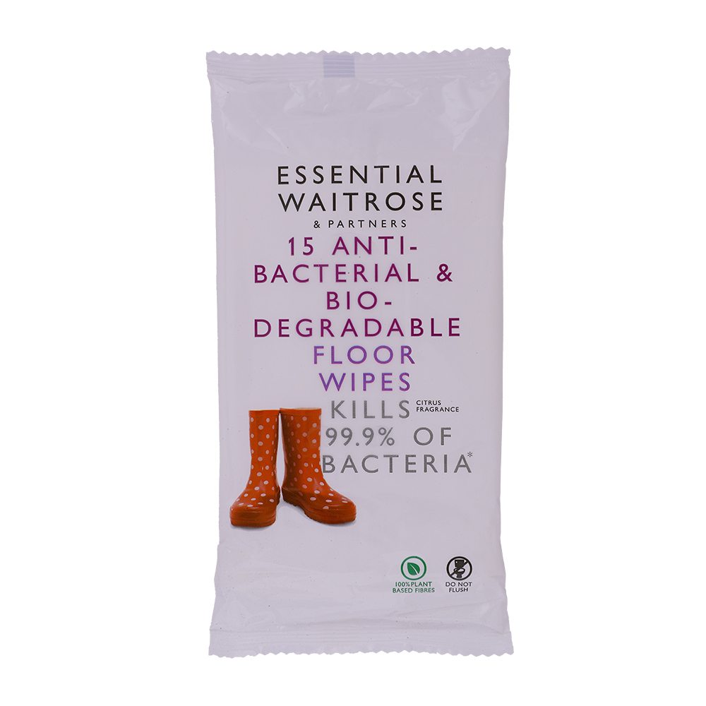Waitrose Essential Antibacterial Floor Wipes 15 Each