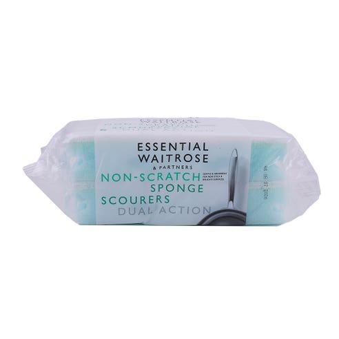 Waitrose Essential Non Scratch Sponge Scourers 6s 