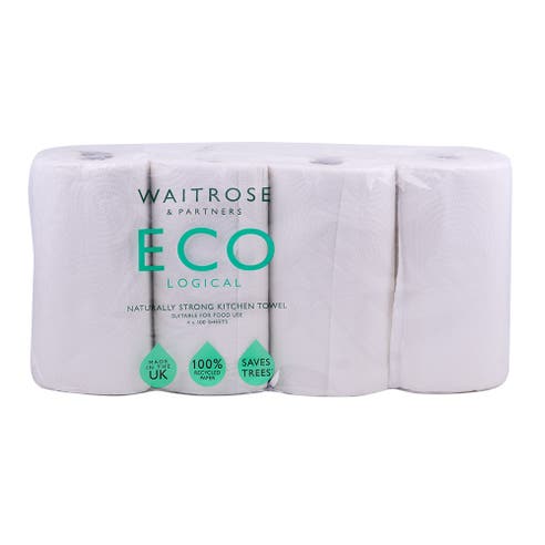 Waitrose Eco Naturally Strong Kitchen Towel 4 Rolls 