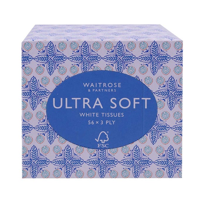 Waitrose Ultra Soft White Tissues 56 Sheets 3-Ply