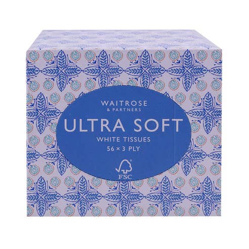 Waitrose Ultra Soft White Tissues 56 Sheets 3-Ply 