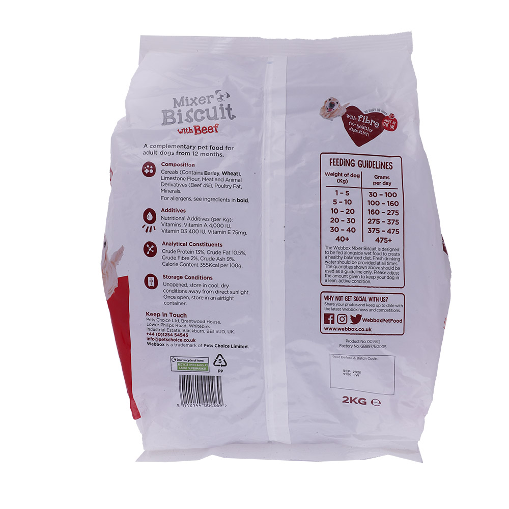Webbox Beef Mixer Dog Biscuit 2Kg back image