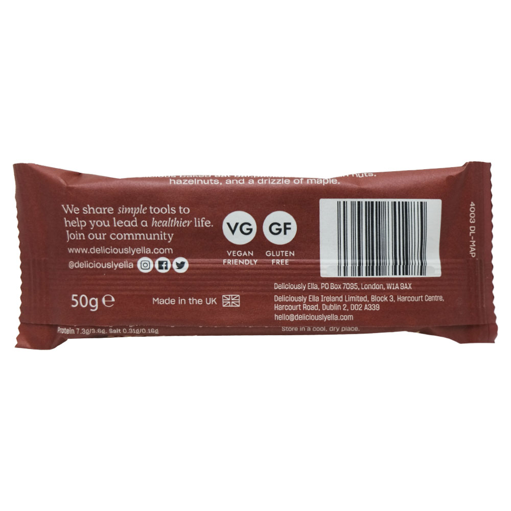 Deliciously Ella Hazelnut, Pecan & Maple Oat Bar 50g back image