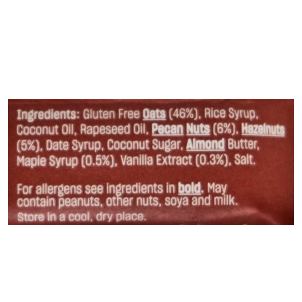 Deliciously Ella Hazelnut, Pecan & Maple Oat Bar 50g right side image