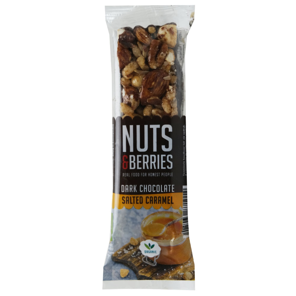 Nuts & Berries Dark Chocolate Salted Caramel Mix Bar 40g