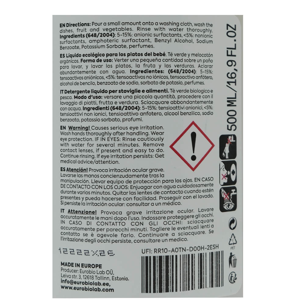 Organic People Eco Liquid for Baby's Dishes right side image