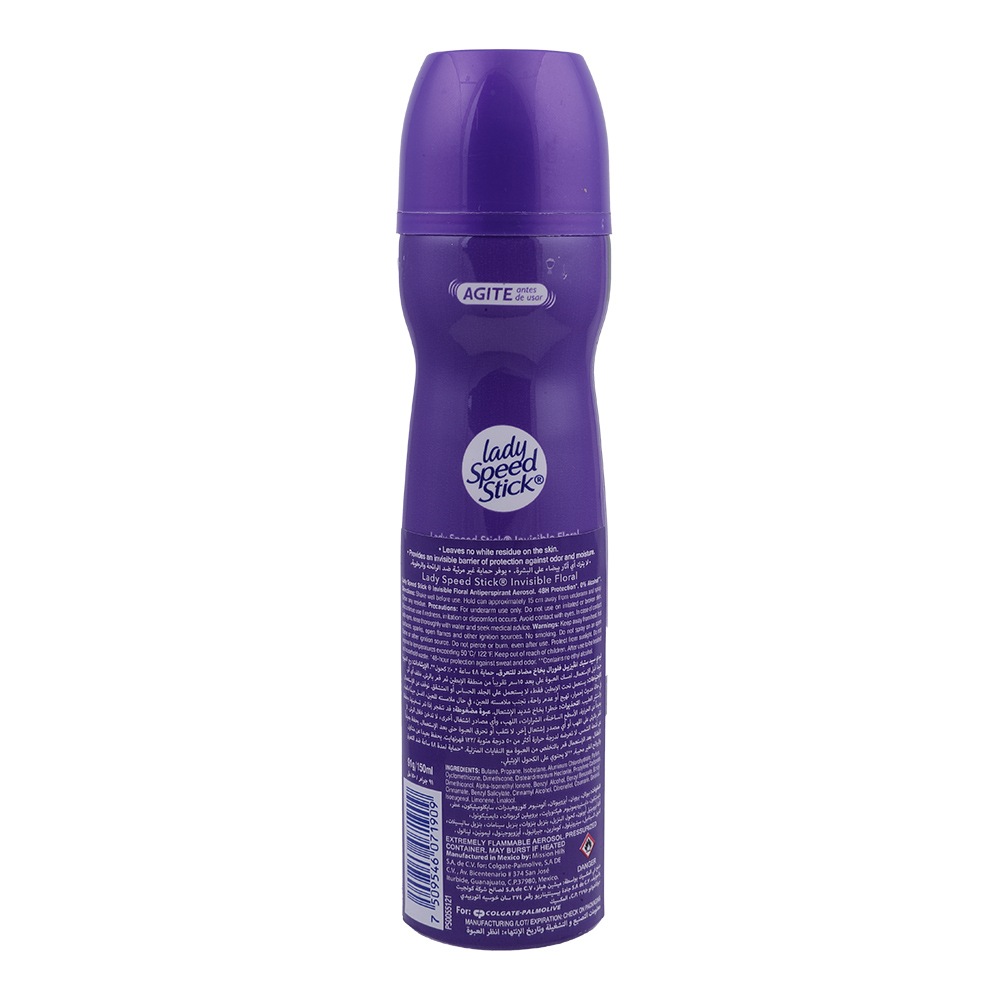 Lady Speed Stick Invisible Floral Deodorant Spray 150ml back image