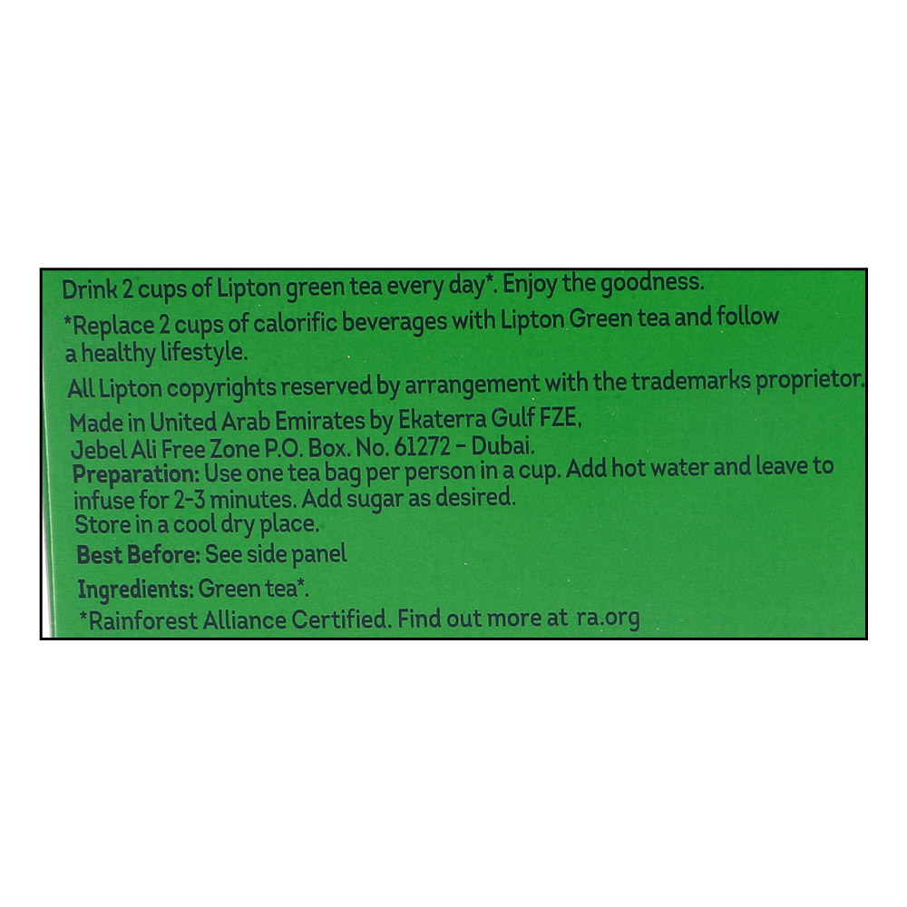 Lipton Pure Green Tea 50's 1.5g [Special Offer] right side image