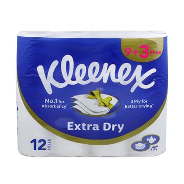Kleenex Extra Dry Toilet Tissue Paper Rolls 12's 