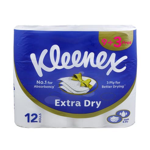 Kleenex Extra Dry Toilet Tissue Paper Rolls 12's 
