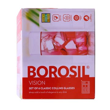 Borosil Classic Collins Glasses 450ml Set of 6 