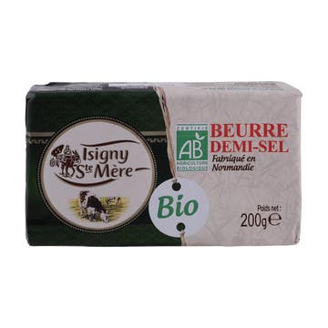 Isigny Ste Mere Salted Organic Butter Bar 200g 