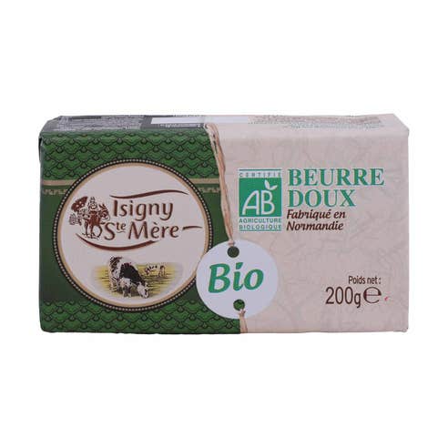 Isigny Ste Mere Organic Unsalted Butter Bar 200g 