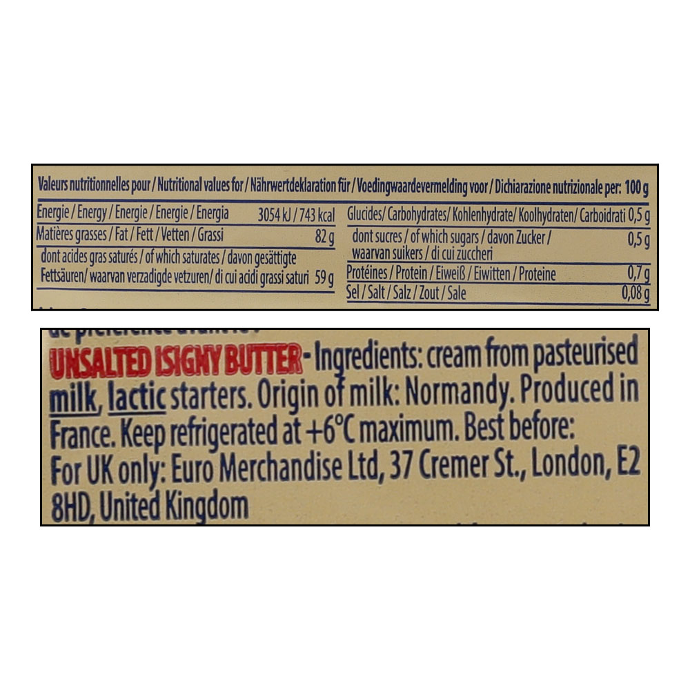 Isigny Ste Mere Unsalted Butter Roll 250g right side image