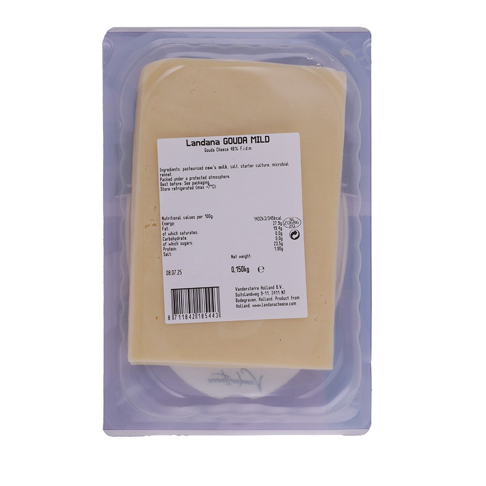 Landana Gouda Mild & Creamy Slices Cheese 150g back image