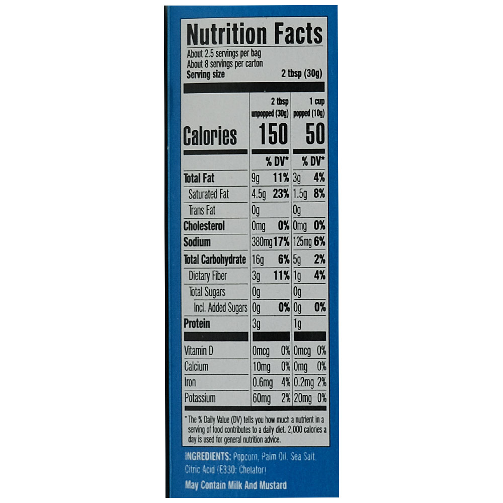 Popfully Sea Salt Gourmet Popcorn 240g back image