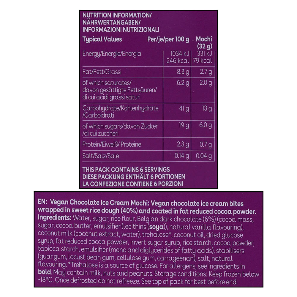 Little Moons Belgian Chocolate Mochi Ice Cream 192g right side image