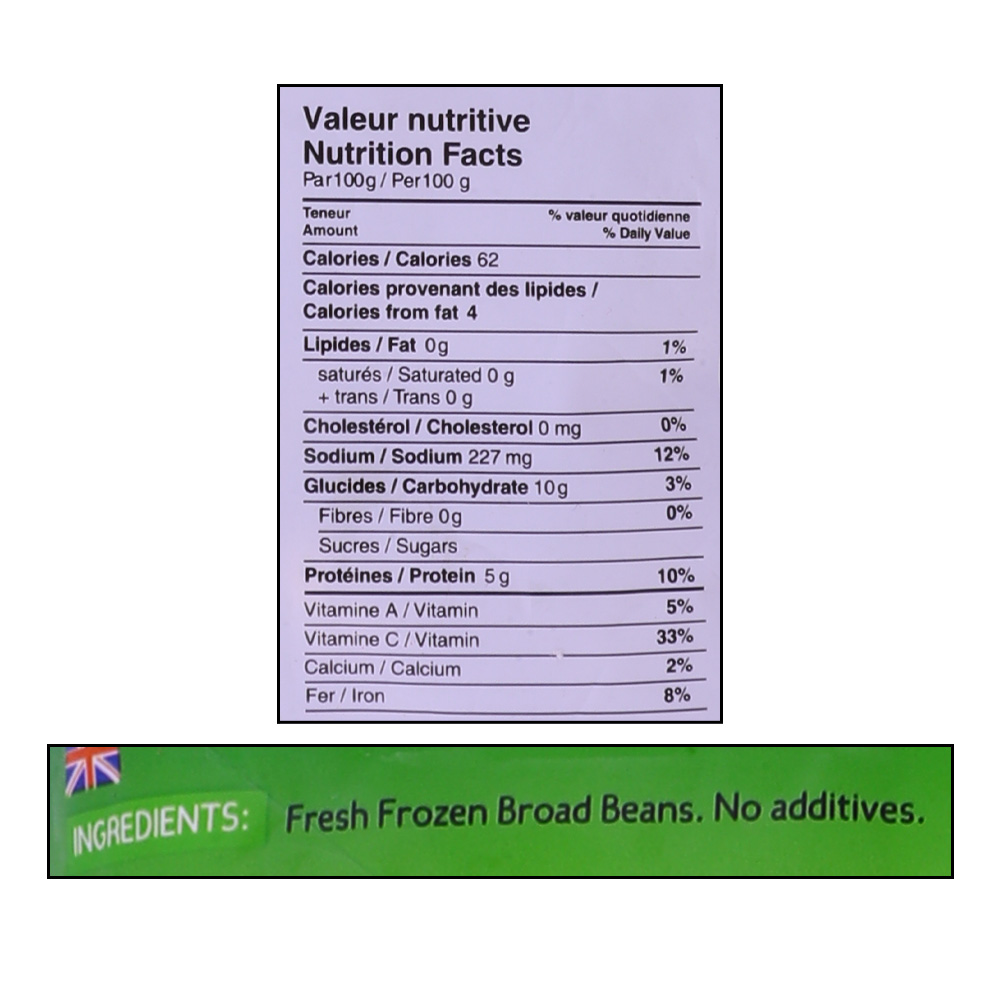 Cold Alex Frozen Broad Beans 400g right side image