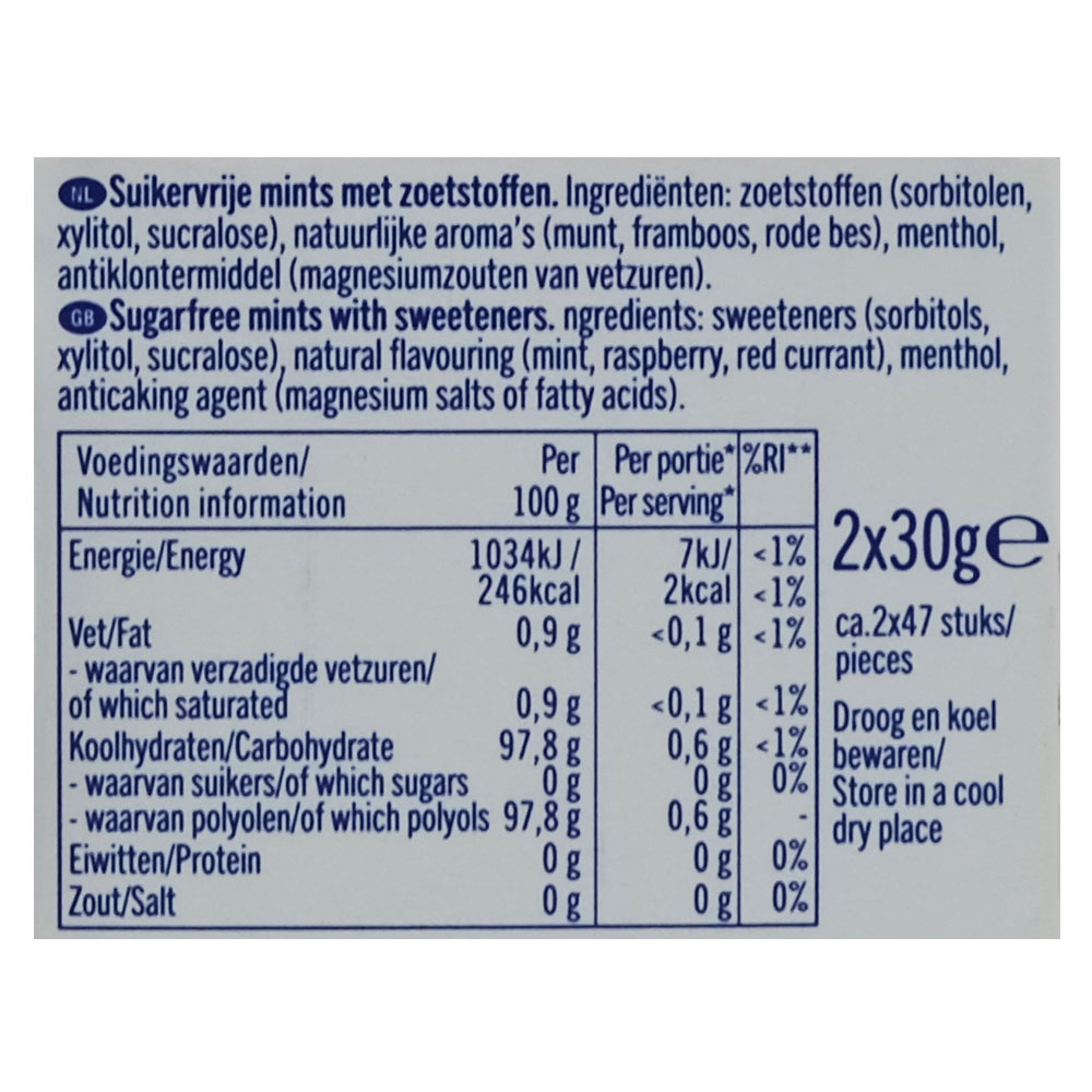 Wilhelmina Raspberry Red Berry Mints 60g back image