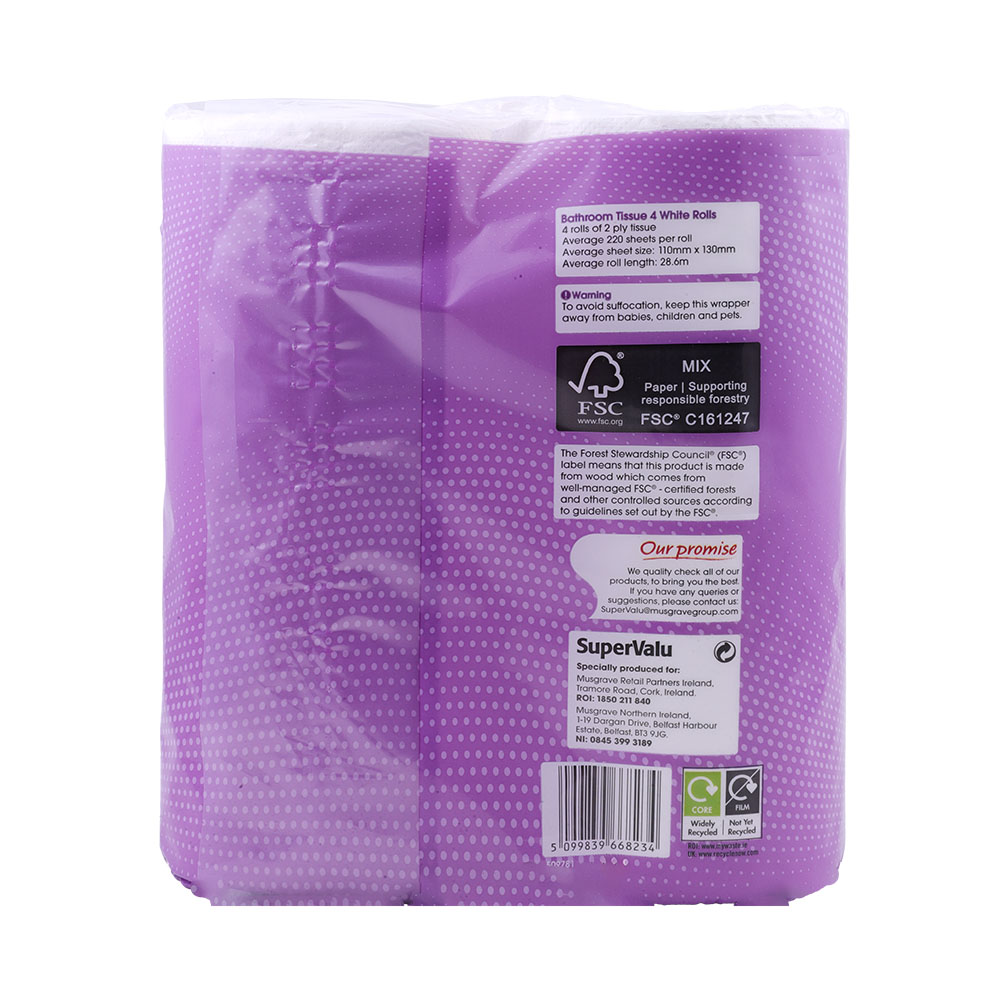 SuperValu Soft Bathroom Tissue 4 Rolls 2-Ply back image