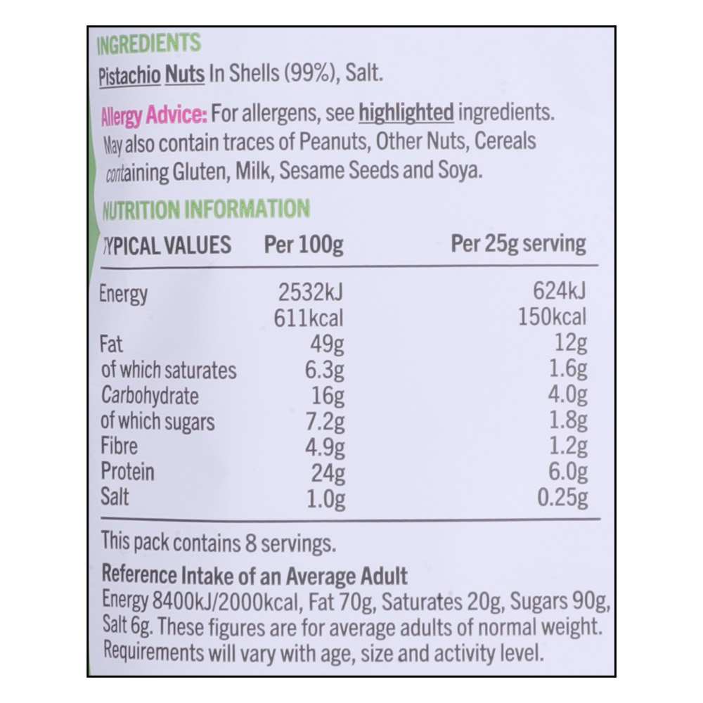 SuperValu Roasted & Salted Pistachio Nuts 200g right side image