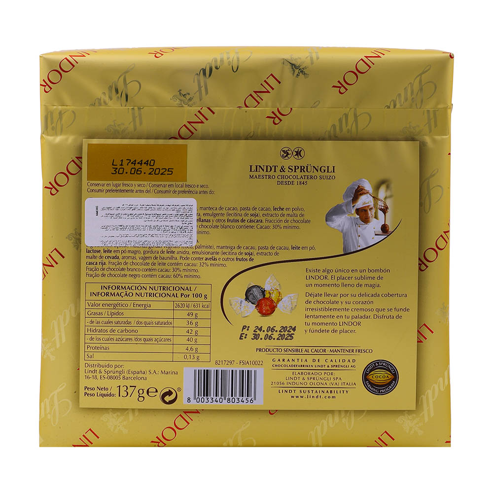 Lindt Lindor Giftbox Assorted 137g back image