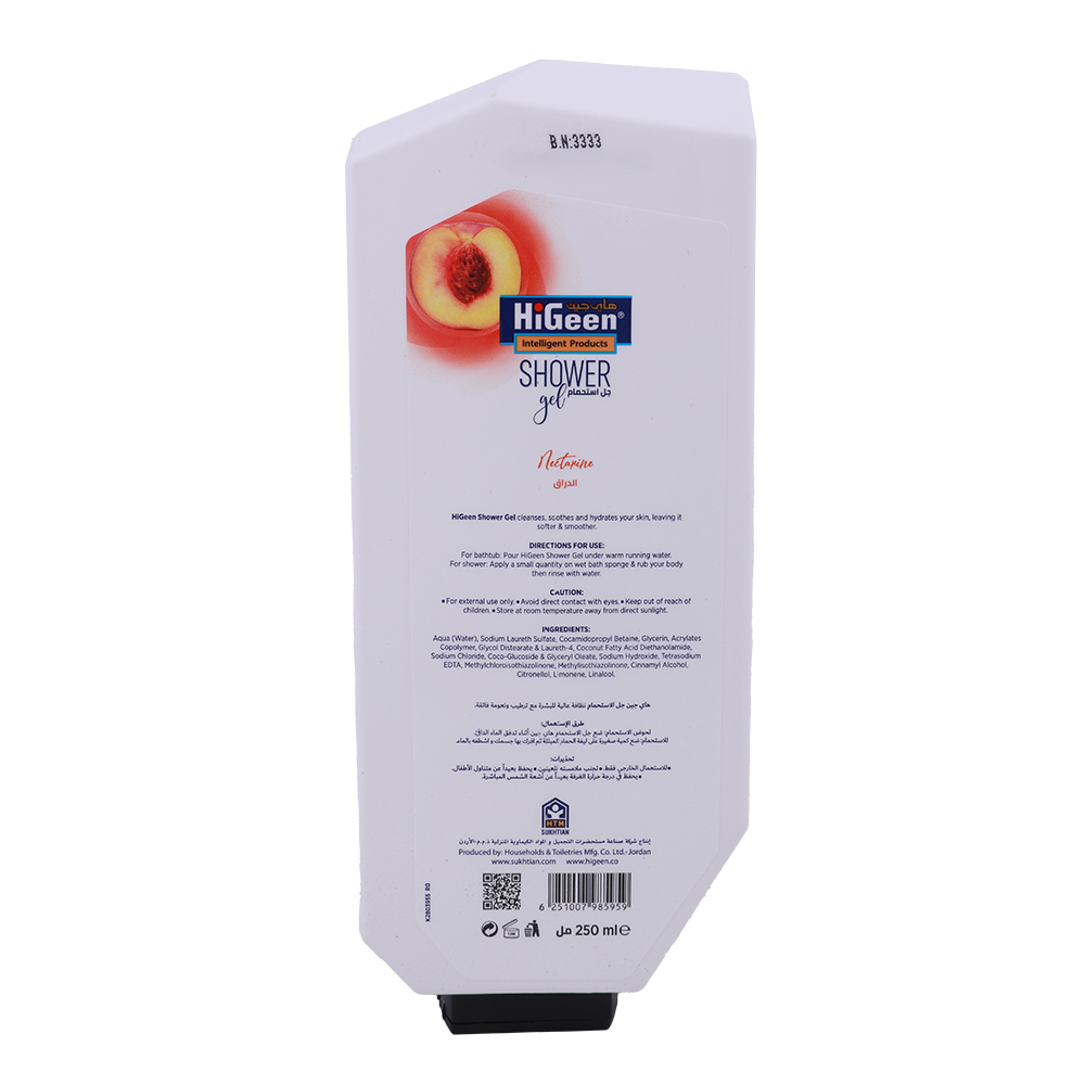 Higeen Nectarine Shower Gel 250ml back image