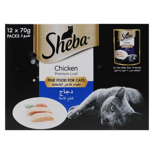 Sheba Chicken Premium Loaf Cat Food 12x70g 