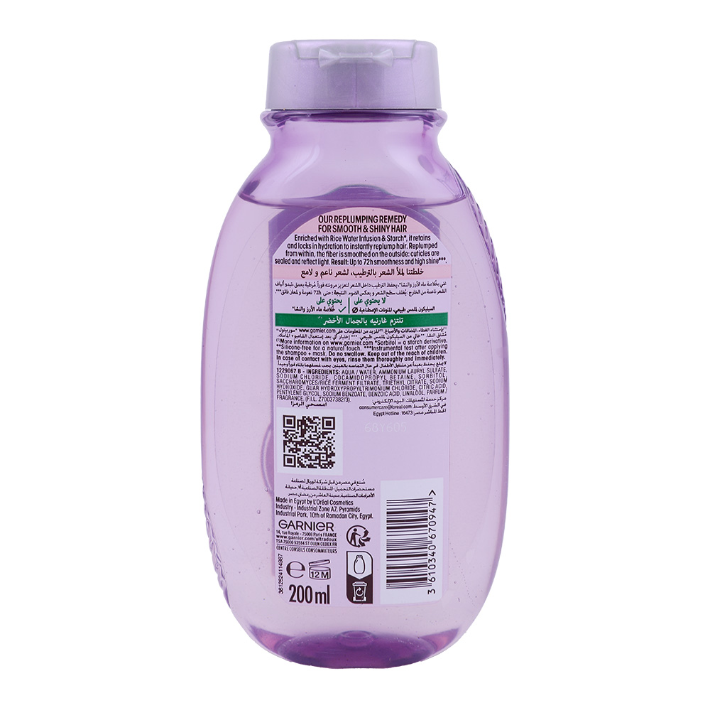 Garnier Ultra Doux Rice Water Infusion & Starch Shampoo 200ml back image