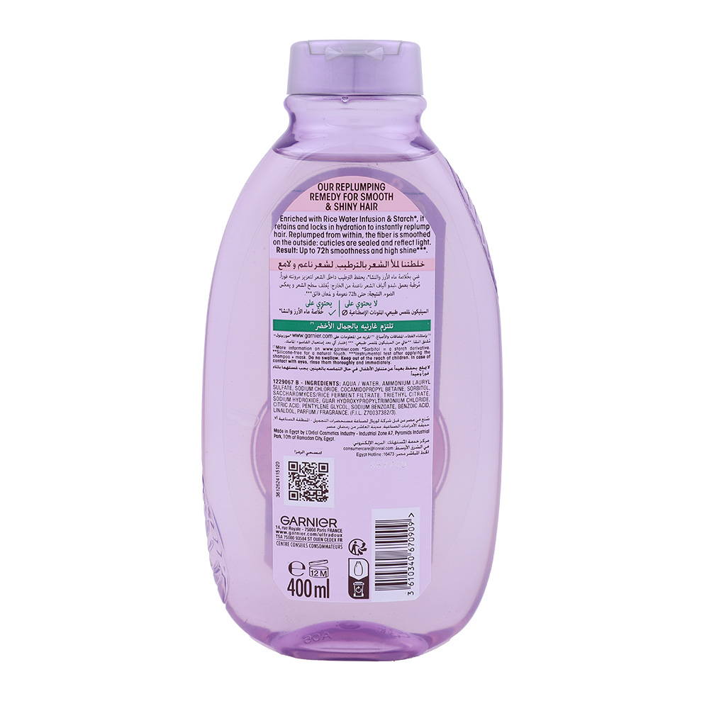 Garnier Ultra Doux Rice Water Infusion & Starch Shampoo 400ml back image