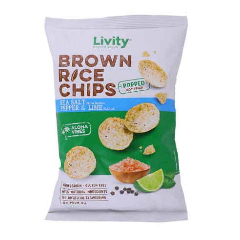 Livity Sea Salt Pepper & Lime Brown Rice Chips 60g 