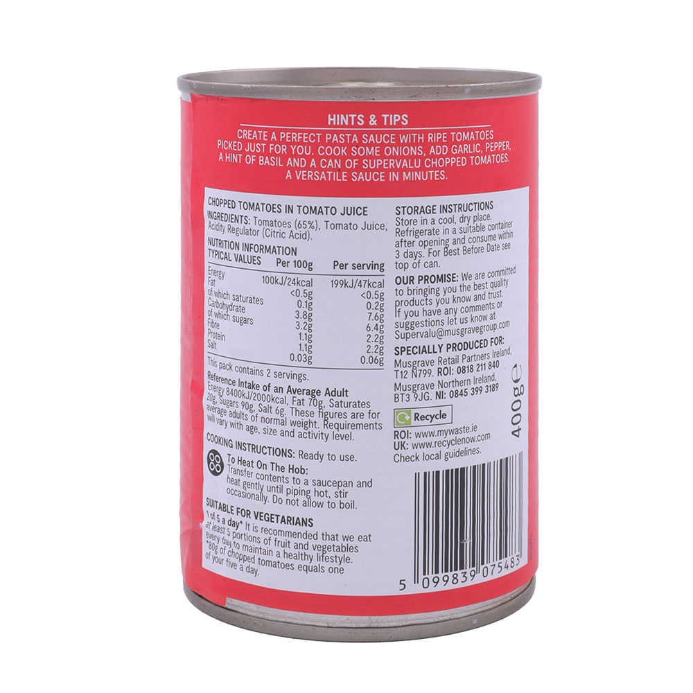 SuperValu Chopped Tomatoes In Tomato Juice 400g back image
