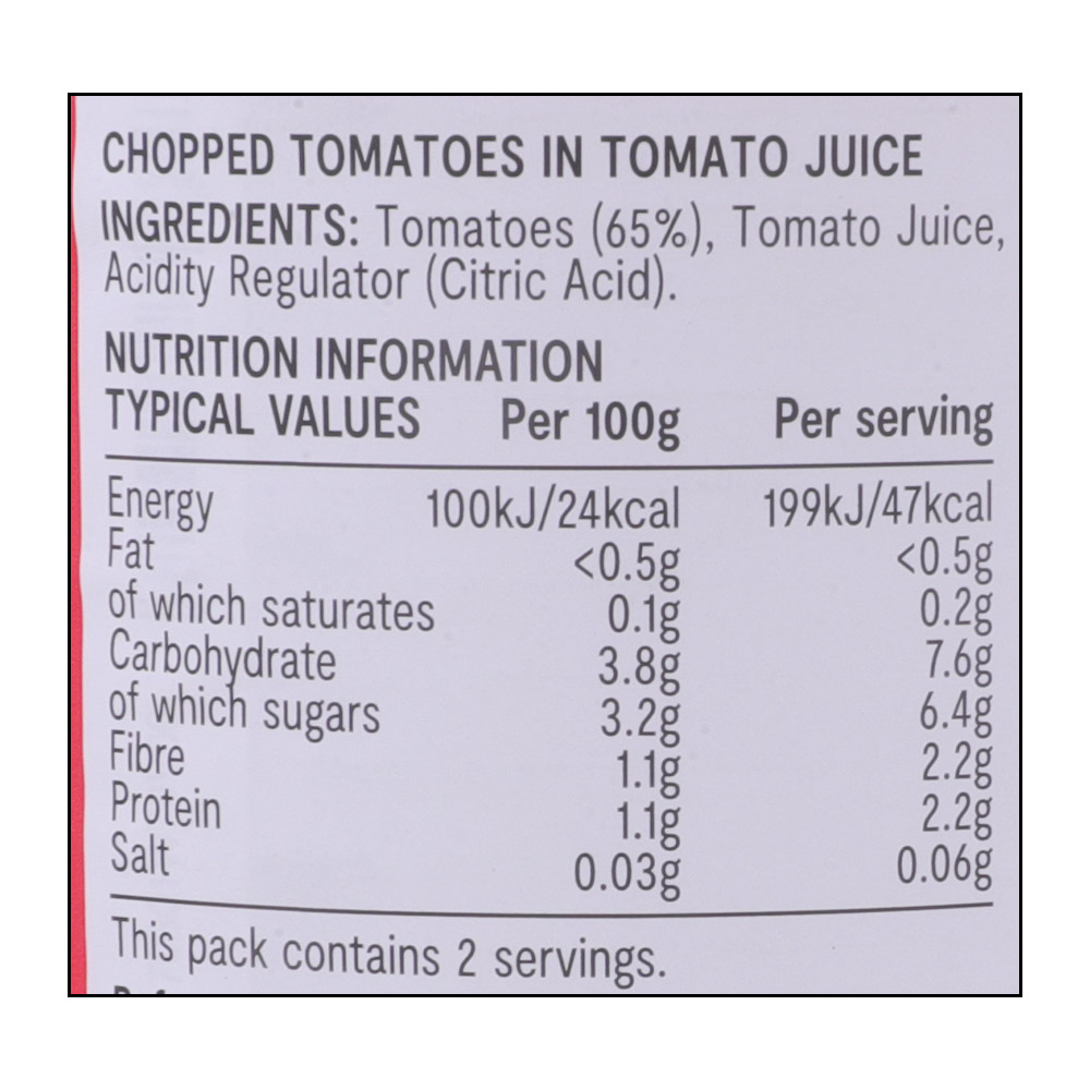 SuperValu Chopped Tomatoes In Tomato Juice 400g right side image