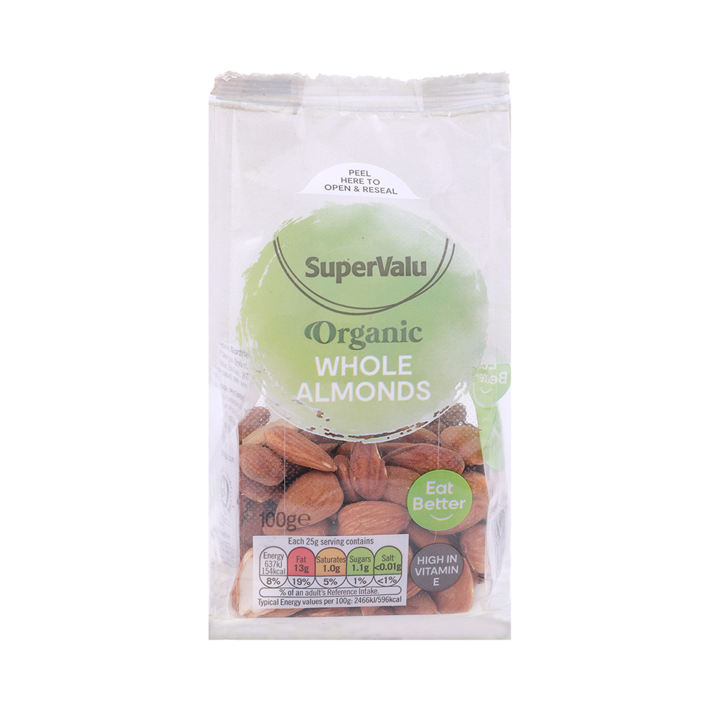 Supervalu Organic Whole Almonds 100g 