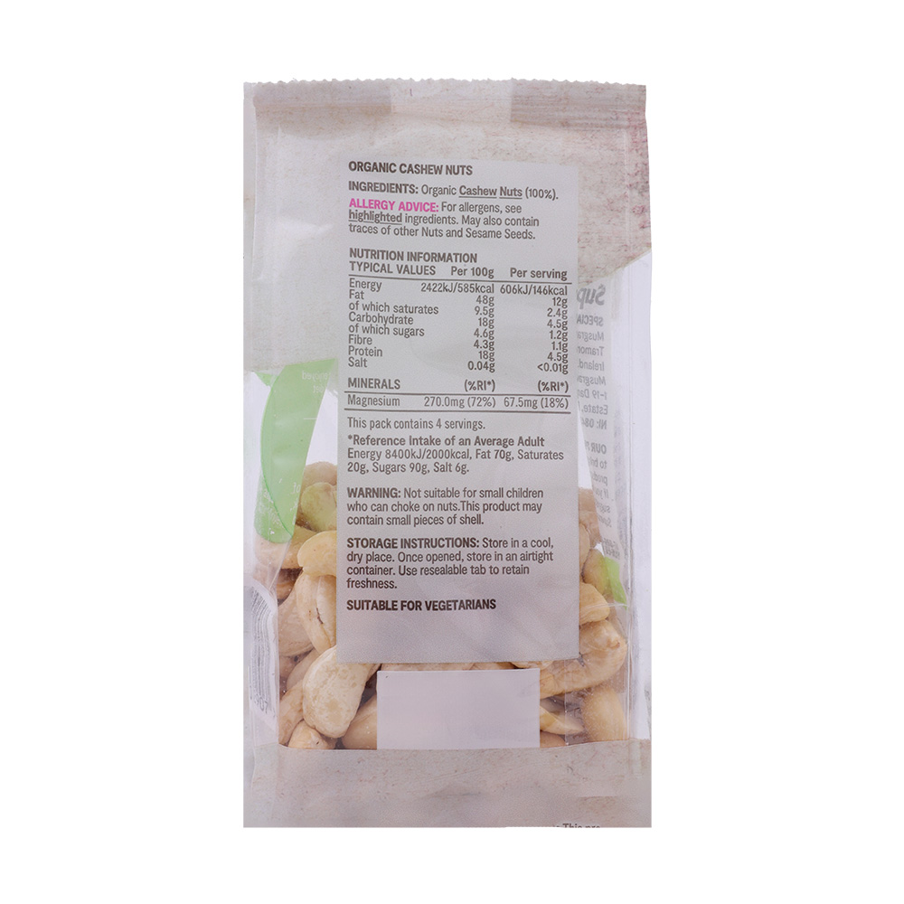 Supervalu Organic Cashew Nuts 100g back image